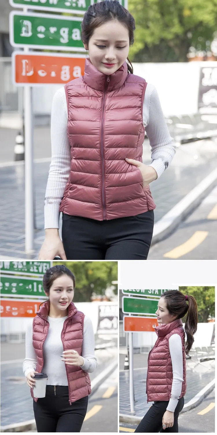 Women's Ultra Light Duck Down Vest Jacket Coat