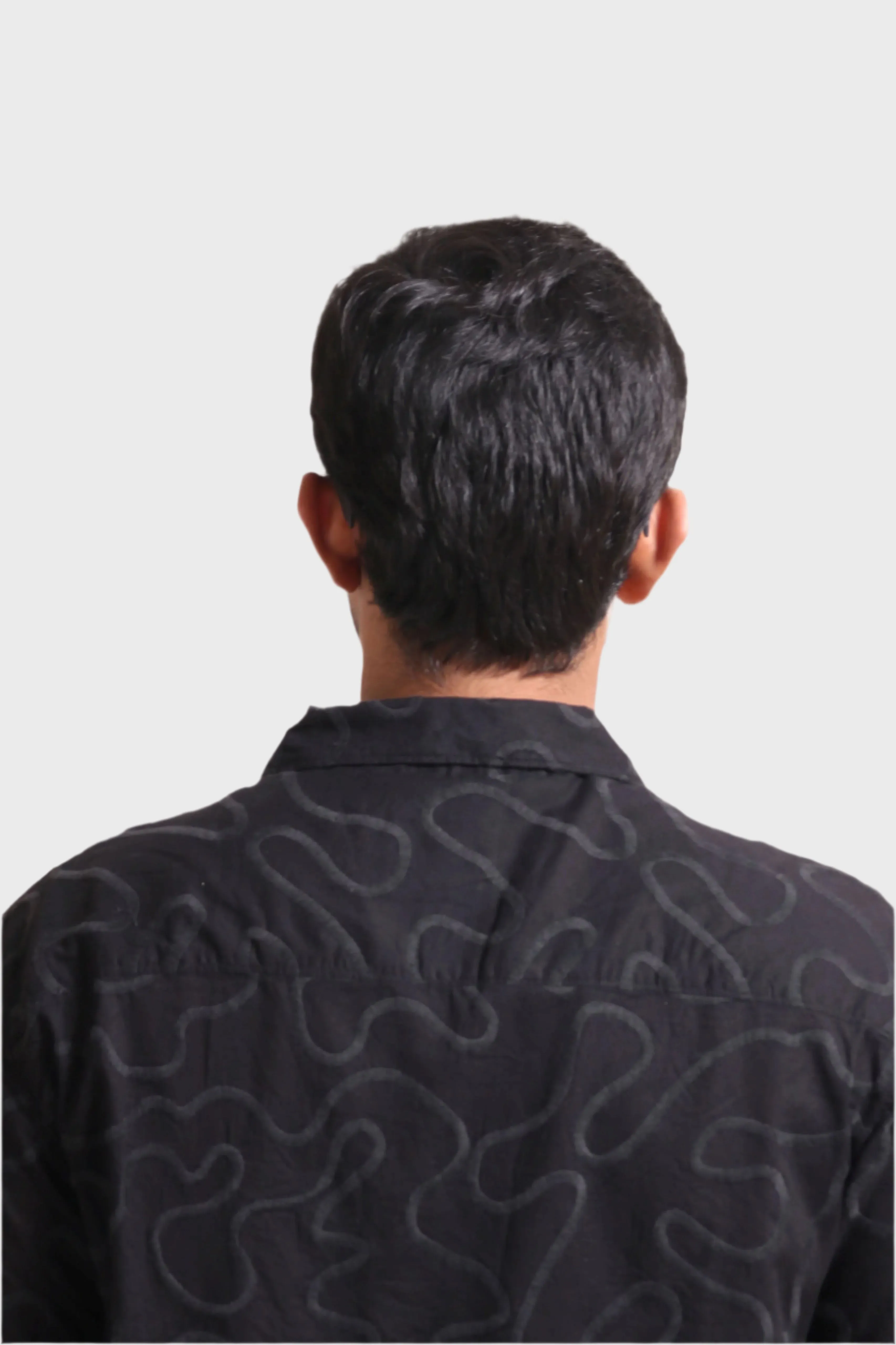 XKIND BLACK EMBROIDERED RELAXED FIT SHIRT